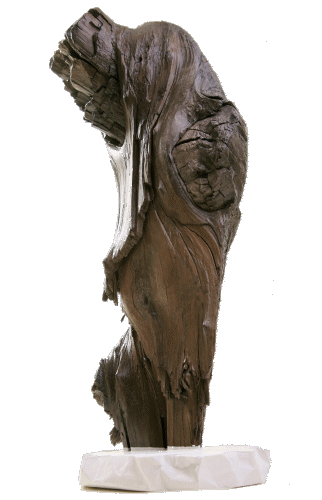 Skulptur aus voreiszeitlichem Holz